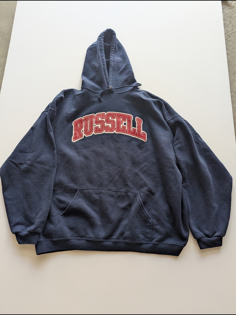 Vintage Russell Athletic Navy Blue XXL Hoodie with Arch Logo
